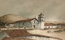 Artist's conception of San Buena Ventura Mission around 1830