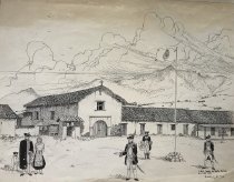 Artist's Conception: Presidio of Santa Barbara in 1799