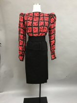 Short windowpane-print dress, Mid-Late 20th cent.
