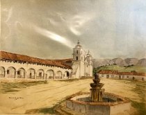 Artist's conception: Santa Barbara Mission in 1835