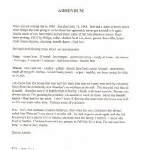 Addendum to Beulah Cowles Memoirs, written by daughter Sharon Cowles Larson