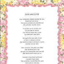 Anonymous poem, entitled DEAR ANCESTOR