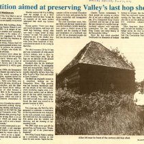 1991 Valley Record article about preserving the hop shed