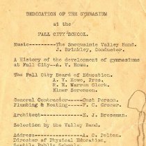 Program for Dedication of Gymnasium