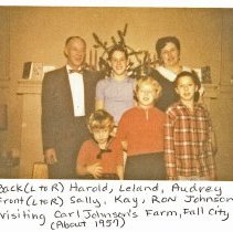 Johnson family, visiting Carl Johnson's farm, Fall City c1957