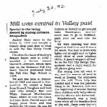 1992 clipping about Valley history and Weyerhaeuser Mill