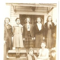Eight girls on United Methodist Church steps