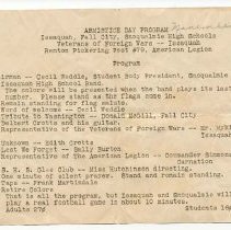 Programs, Armistice Day 1938 and Funfest, Tolt 1941