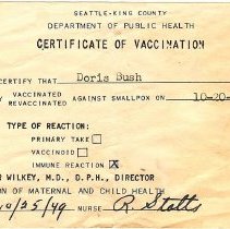 Doris Bush Vaccination Certificate