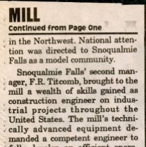"Snoqualmie Falls Mill Has a Lot of History," 1957