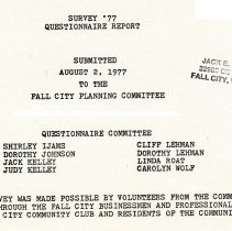 1977 Fall City Survey Questionnaire Report and related articles