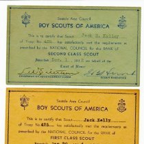 Boy Scout Achievement cards, Jack Kelley 1942-44