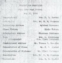 Class of 1936 Fall City High School Graduation program