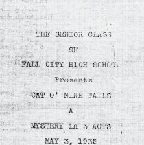 Senior class play, "Cat O' Nine Tails," presented by the Class of 1935 Fall City High School
