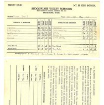 David Moore report card Mt. Si High School,1951