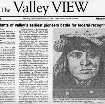 "Descendants of valley's earliest pioneers battle for federal recognition." 1988