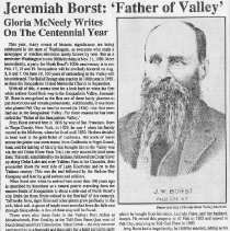 "Jeremiah Borst: Father of Valley." 1989