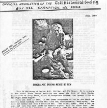 Tolt Enterprise newsletter with featured article, "Snoqualmie Indian Medicine Men." 1989