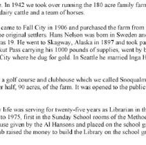 1988 Writings by Marguerite Nelson, Fall City