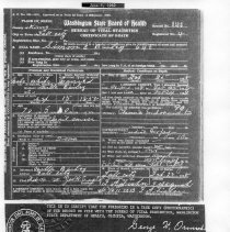 1928 Death Certificate for Simon Bailey, Fall City