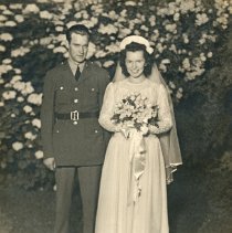 Wedding photo of Julius, "Duke" McCurry and Emma Jean Satterlee 1942