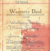 1907 Deed for sale of house in Fall City by William and Mary Bailey to Gum and his wife Minnie Leach for the sum of $1.