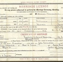 1901 Marriage License for Gum Leach and Minnie Vanarsdell, both living in Yates, Oklahoma Territory.