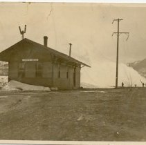 Postcard, showing the North Bend depot of Milwaukee Railroad