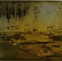 Glass plate negatives, views of Raging River Auto Camp, Fall City