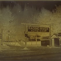 Glass plate negatives, views of Raging River Auto Camp, Fall City