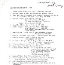 Fall City Organizations and contacts (29 groups), 1978, compiled by Judy Kelley