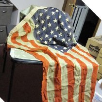 Large flag, gauzy material, Kelley family Fall City