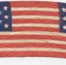 Narrow ribbon, silk?, with "stars and stripes" pattern, Artie Kelley