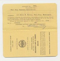 Fall City Cemetery Association bank books, Artie Kelley Fall City