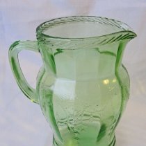 Depression glass, green beverage set, Artie Kelley, Fall City