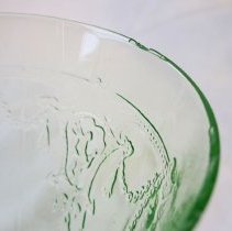 Depression glass, green beverage set, Artie Kelley, Fall City