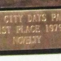 First Place trophy, 1979 Fall City Days parade