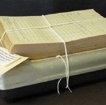 Billing machine and record box, Jesse Kelley, Fall City