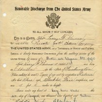 Honorable Discharge WW I, Perry Burns