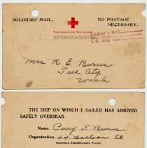 WWI, Perry Burns' transport home