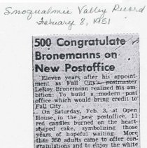 Bronemanns congratulated on new Post Office 1951