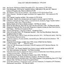 Fall City Grand Marshals, and other local articles
