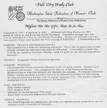 Fall City Study Club background and projects