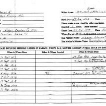 Genealogy sheet showing the nine children of Moses and Sarah Margaret Weyant Gochnour.