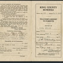 Fall City Grade School Report Card 1934