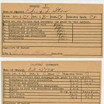 Freshman report card, Ed Stow 1939