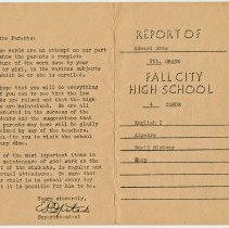 Freshman report card, Ed Stow 1939