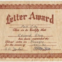 Ed Stow, School Certificates