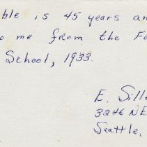 Bible given to Edith Sillery 1933, Fall City