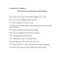 BB006a - A list of "Top 12 Historical Facts of the Baxter Family